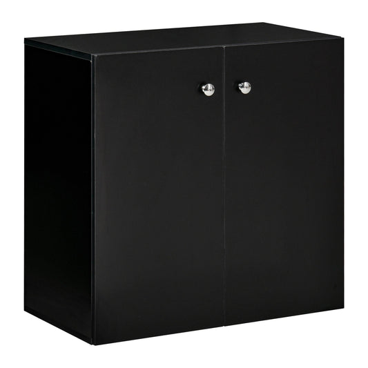 Storage Cabinet With Two Shelves Wooden Sideboard Freestanding Kitchen Cupboard Bookcase Black