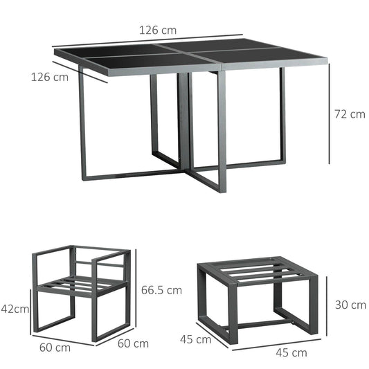 9-Piece Patio Dining Sets W/ 4 Cushioned Chairs 4 Ottoman Table Garden Backyard