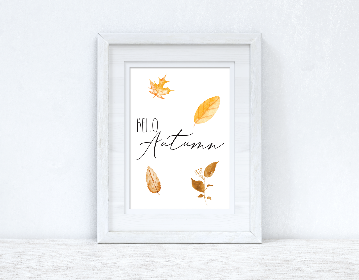 Hello Autumn Leaves New Autumn Seasonal Wall Home Decor Print