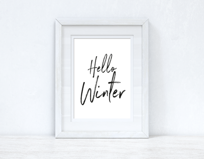 Hello Winter Brush Simple Winter Christmas Seasonal Wall Home Decor Print