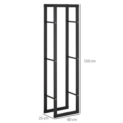 150x40cm Metal Firewood Log Holder Rack Double Tier w/ Balanced Base Side Rails