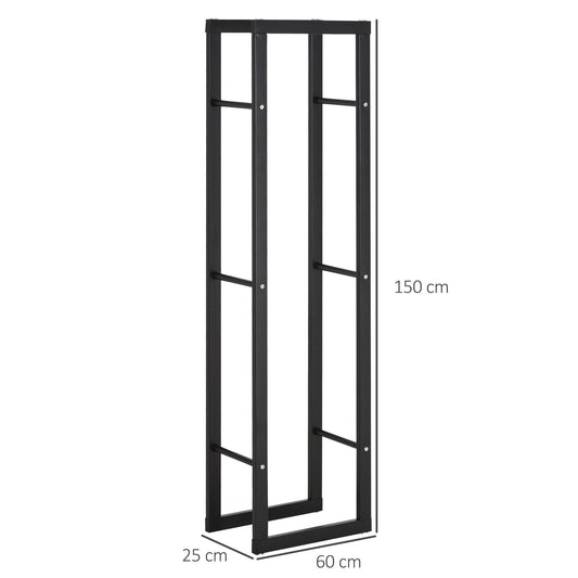 150x40cm Metal Firewood Log Holder Rack Double Tier w/ Balanced Base Side Rails