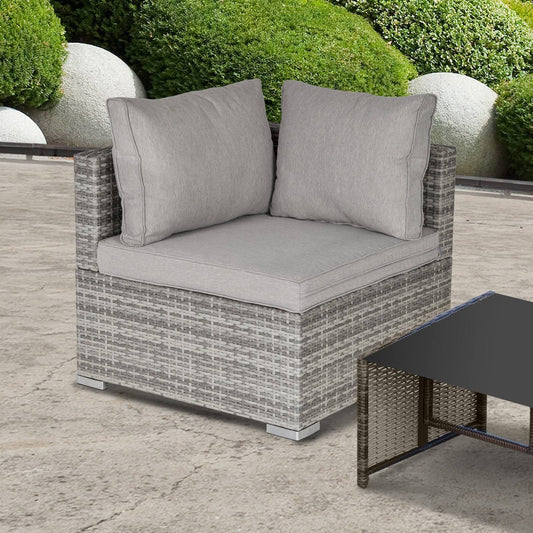 PE Rattan Wicker Corner Sofa Garden Furniture Single Sofa Chair w/ Cushions