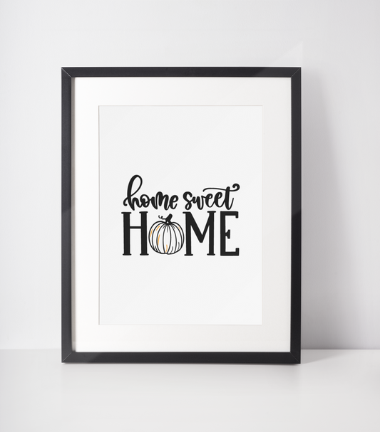Home Sweet Home Pumpkin Autumn Halloween Seasonal Wall Home Decor Print