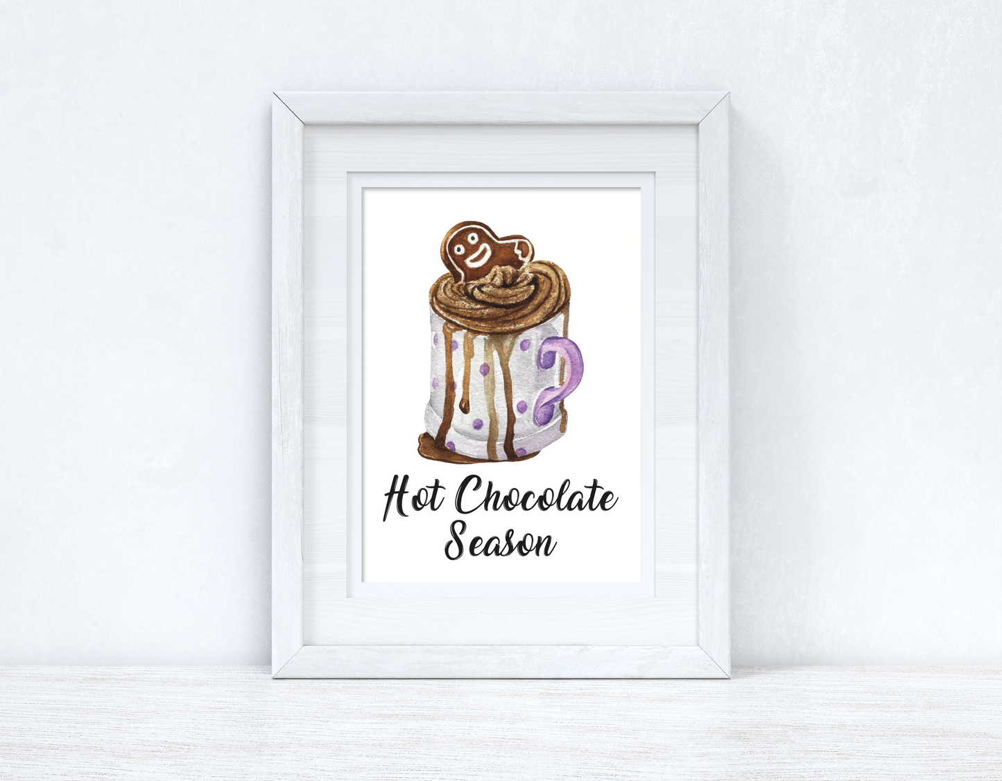 Hot Chocolate Season Gingerbread Winter Christmas Seasonal Wall Home Decor Print