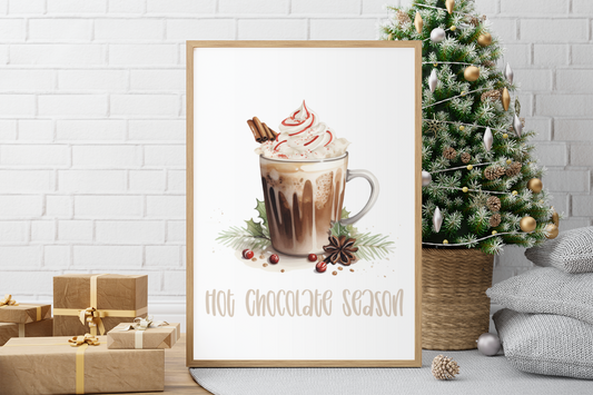 Hot Chocolate Season Winter Christmas Seasonal Wall Home Decor Print