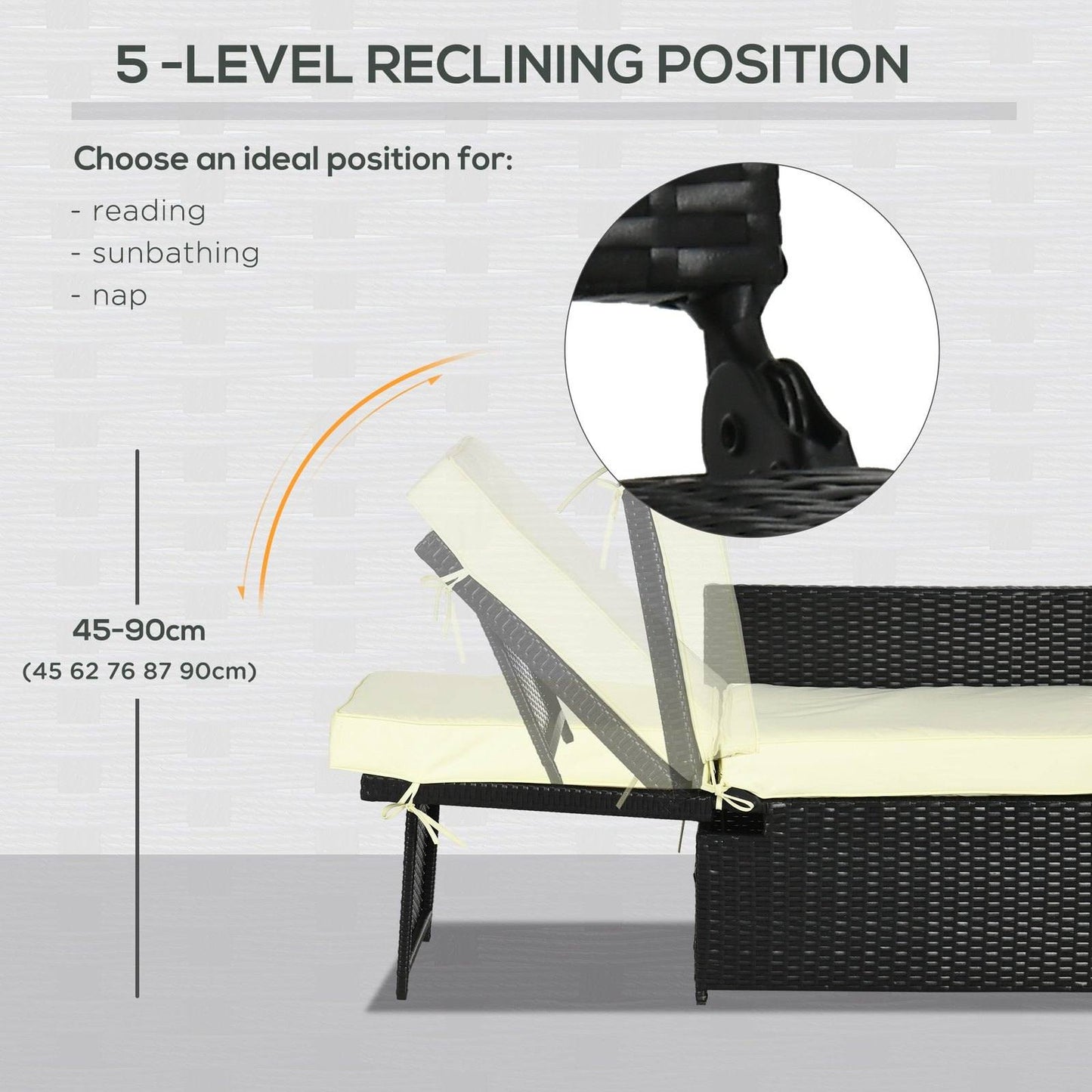 5-Piece PE Rattan Sun Lounger
