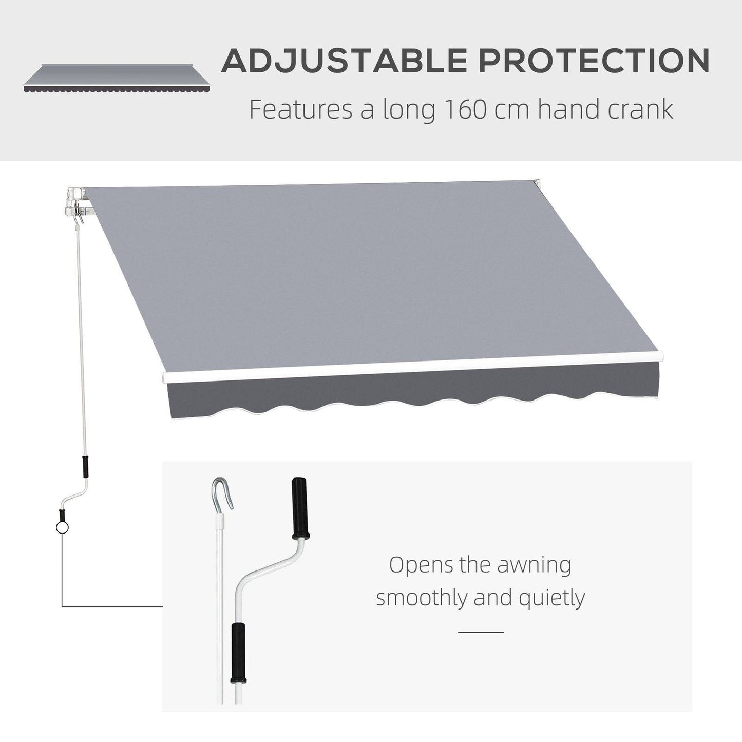 Manual Retractable Patio Awning Shelter UV Protection