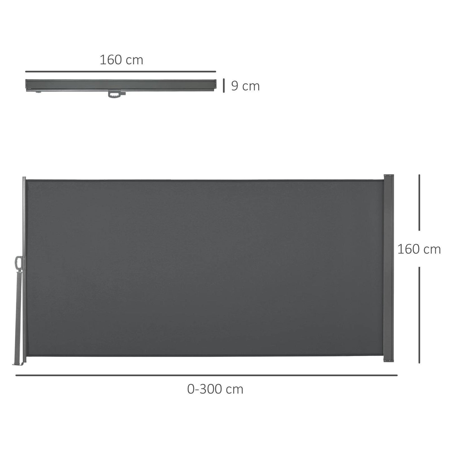 Retractable Sun Side Awning Screen Fence Patio Garden Wall Balcony Screening Panel Outdoor Blind Privacy Divider 3x1.6M
