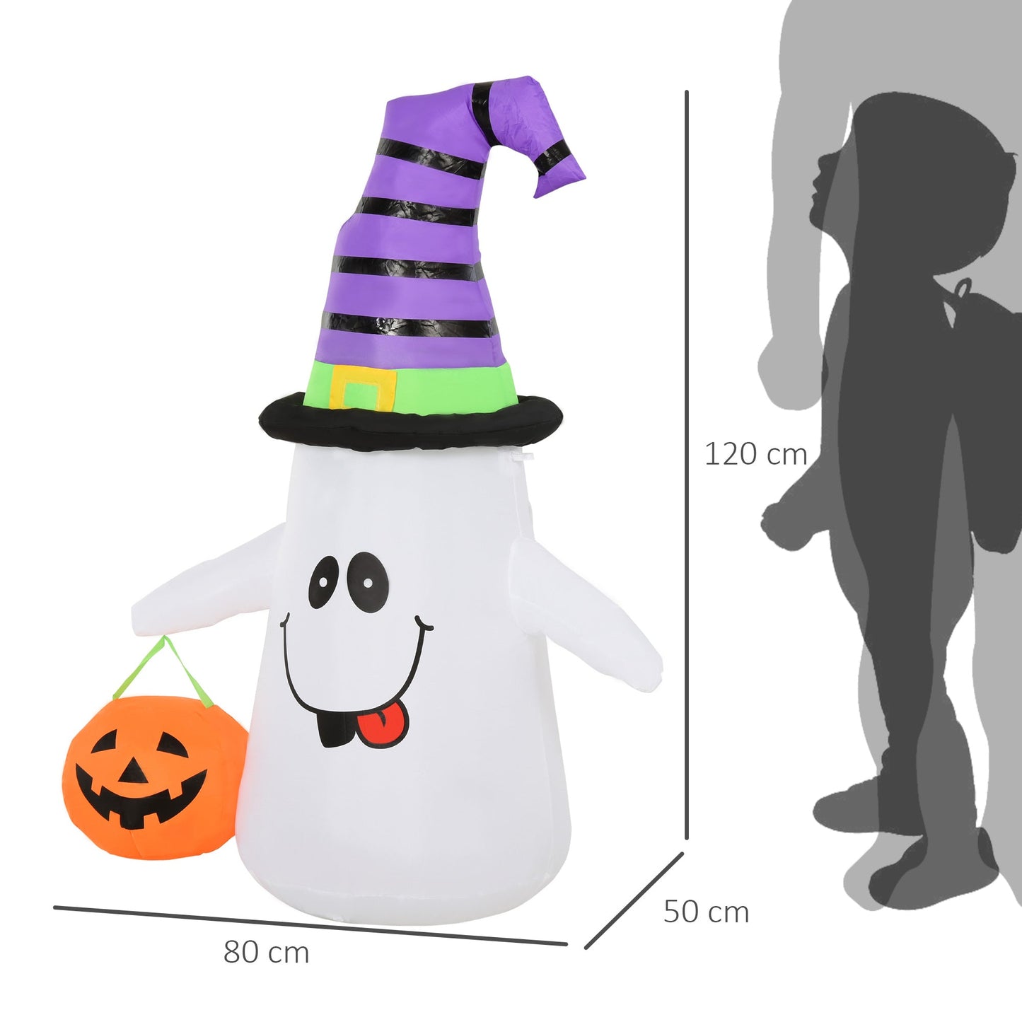 Halloween 1.2m LED Outdoor Inflatable Decoration - Ghost w/ Pumpkin Lantern