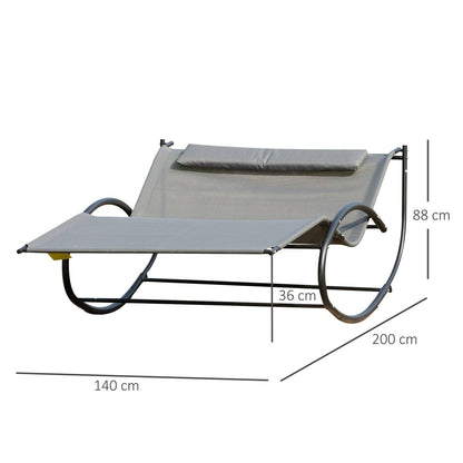 Double Hammock Chair Sun Lounger Outdoor Patio Garden Swing Rock Seat Grey