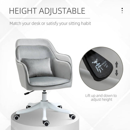 Vinsetto Velvet-Feel Office Chair with Rechargeable Electric Vibration Massage Lumbar Pillow