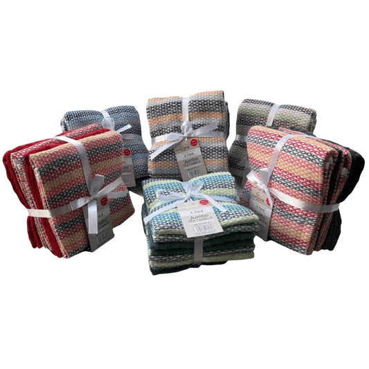 Jumbo tea towels 4 pack - multi stitch