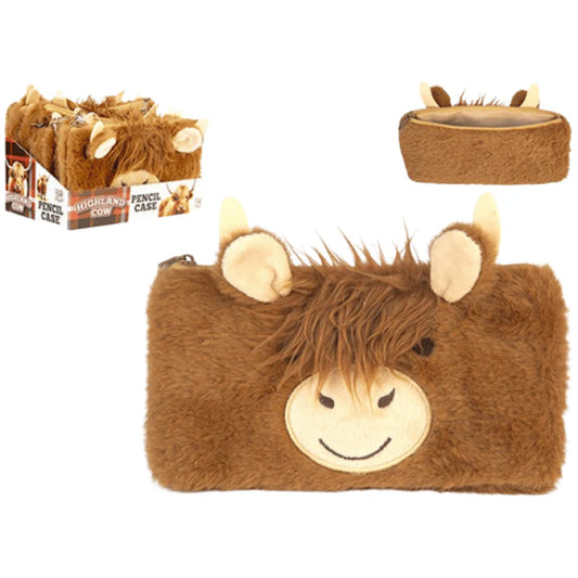 Highland cow plush pencil case.