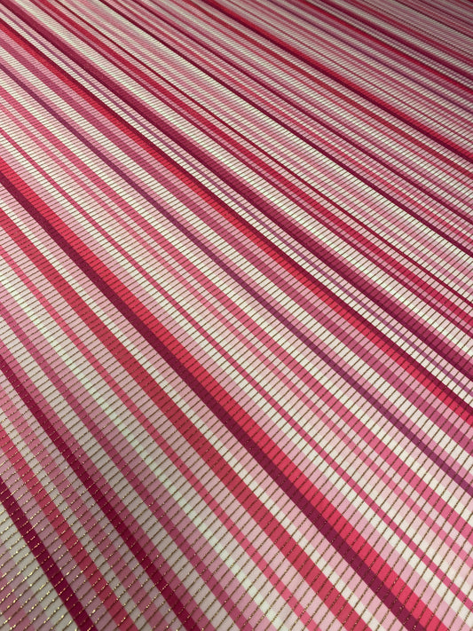 Shimmer Fabric Ottoman with Striped 4-Way Stretch Design