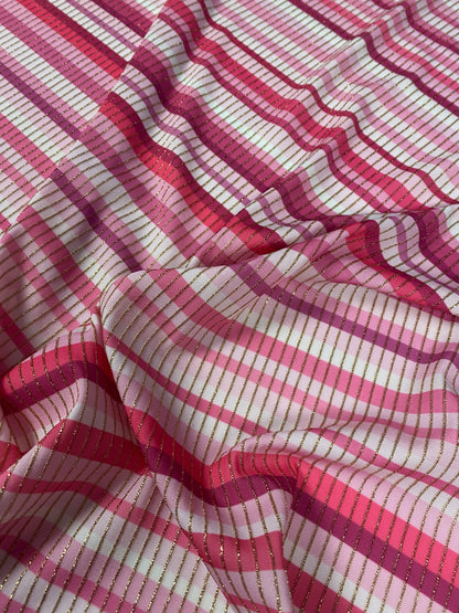 Shimmer Fabric Ottoman with Striped 4-Way Stretch Design