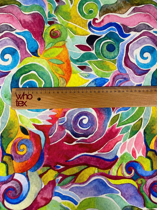 Colorful Abstract Floral Swirl Fabric