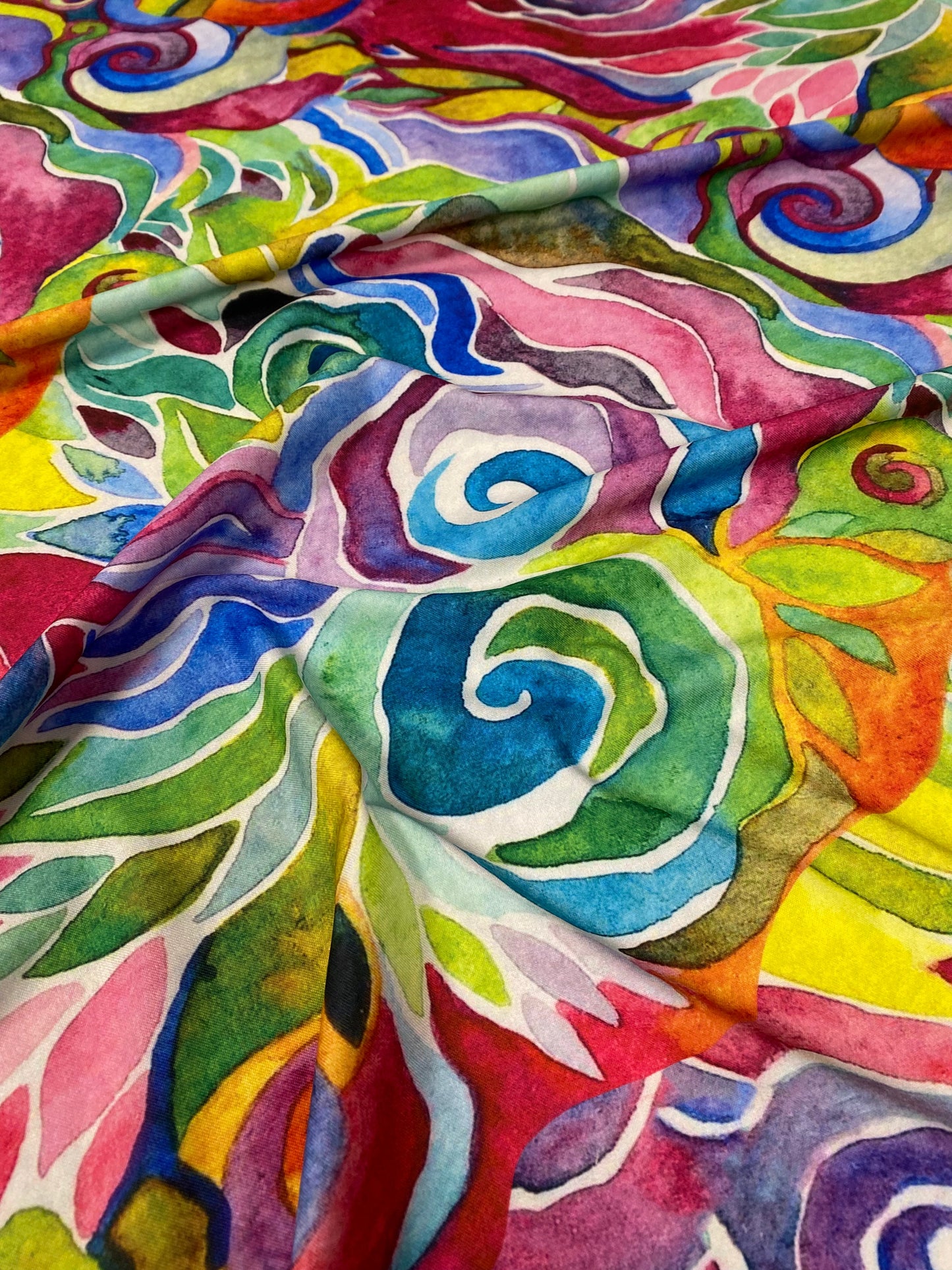 Colorful Abstract Floral Swirl Fabric