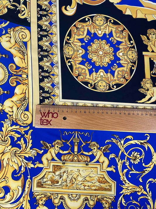 Royal Blue Baroque Fabric – Fabric by Metre, Options: Satin, Crepe, Spandex, Chiffon
