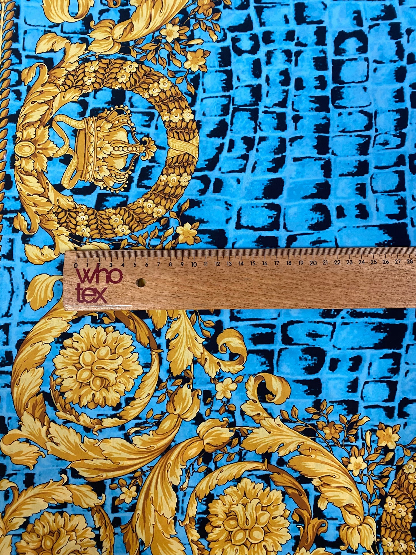 Turquoise Snake Skin Baroque Pattern Fabric for Stylish Designs