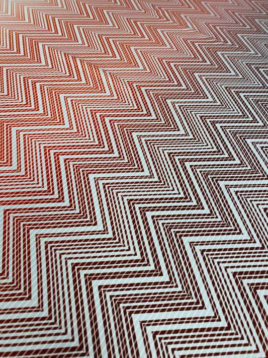 Red and White Chevron Fabric