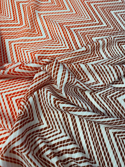 Red and White Chevron Fabric