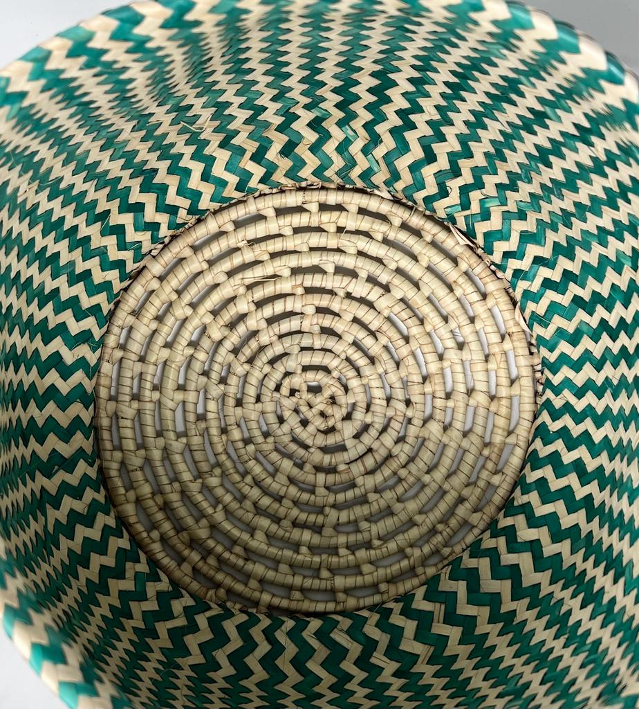 Zig Zag Woven Planter Basket Green - Malawi