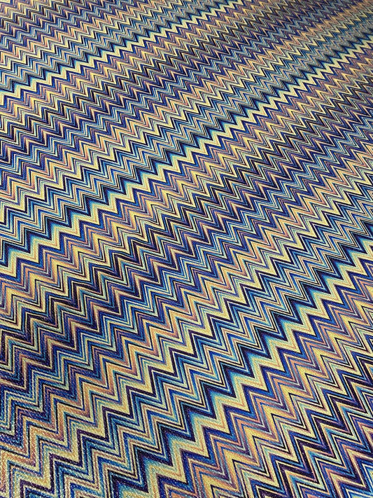 Blue Zigzag Fabric with Lurex
