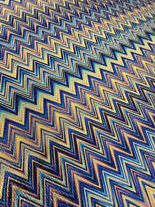 Blue Zigzag Fabric with Lurex