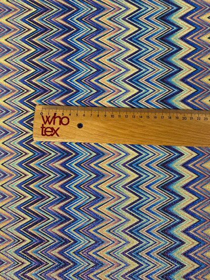 Blue Zigzag Fabric with Lurex