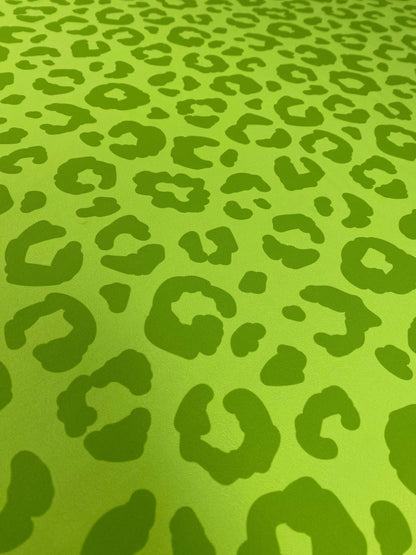 Neon Green Leopard Print Fabric – Custom Printed Fabric, Choose Material by Metre