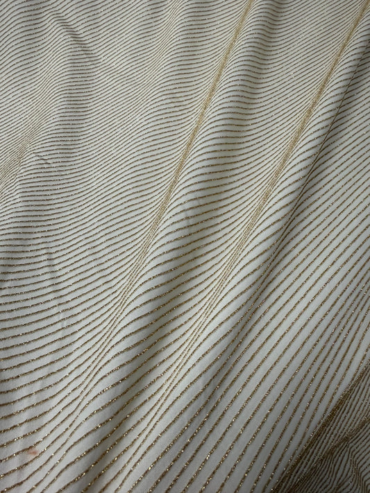 Shimmer Ottoman in Soft Gold Striped Stretch Fabric