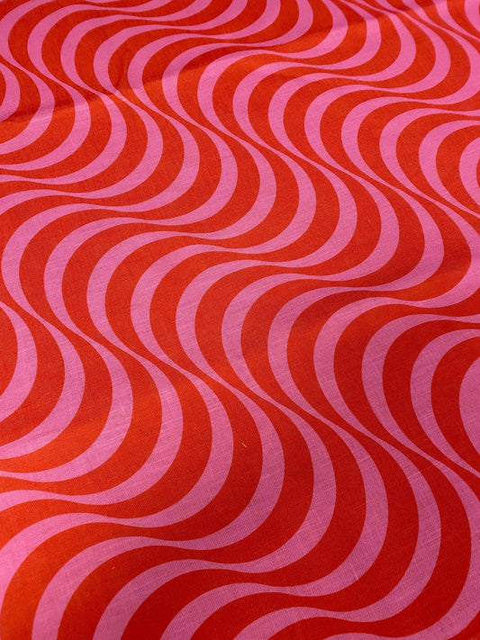 Retro Wave Pattern Linen Fabric for Stylish Home Decor