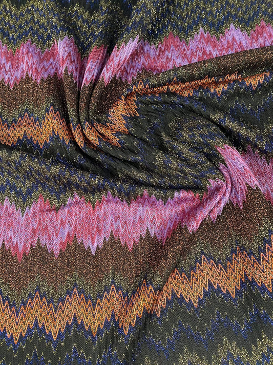 Glittery Zigzag Mesh Knitted Fabric for Crafting and Fashion Projects
