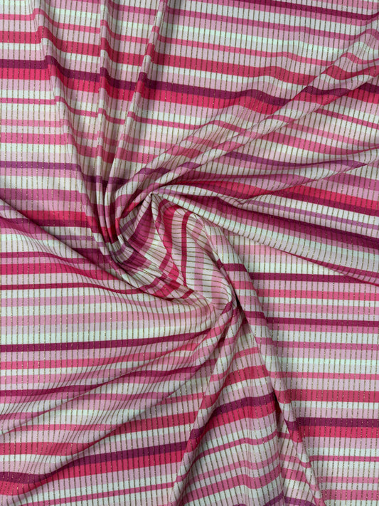 Shimmer Fabric Ottoman with Striped 4-Way Stretch Design