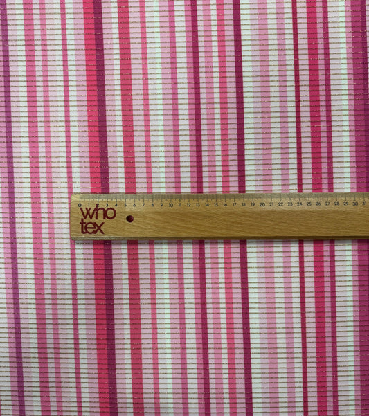 Shimmer Fabric Ottoman with Striped 4-Way Stretch Design