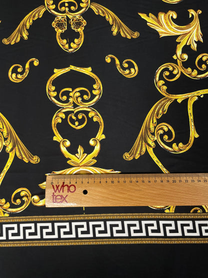 Black & Gold Baroque Crepe Fabric by the Metre – Luxury