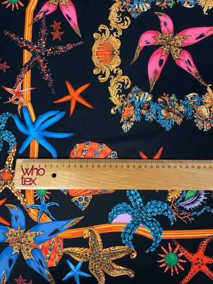 Starfish & Seashell Crepe Fabric by the Metre – Vibrant
