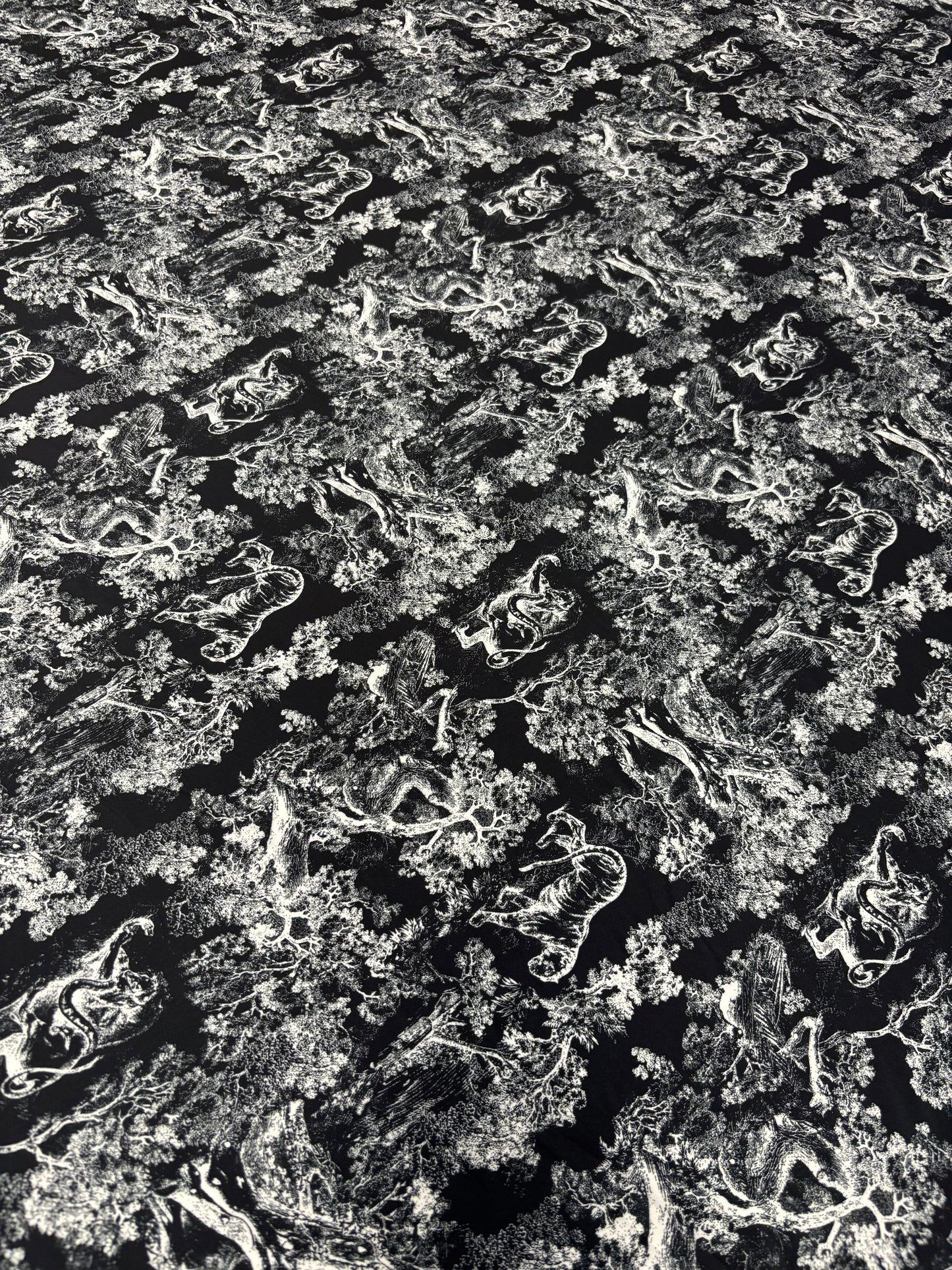 Black & White Satin Fabric by the Metre – Toile de Jouy Scenic