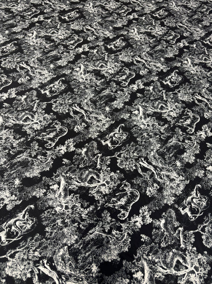 Black & White Satin Fabric by the Metre – Toile de Jouy Scenic