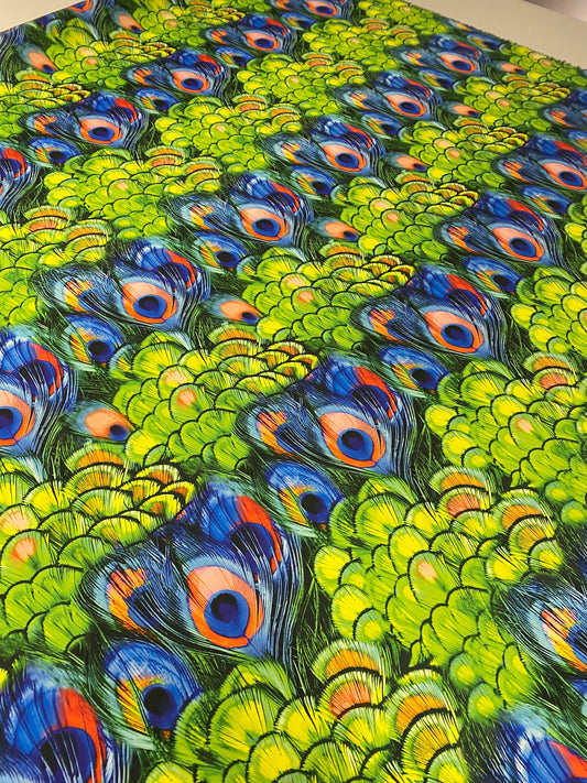 Peacock Feather Satin Fabric by the Metre – Elegant