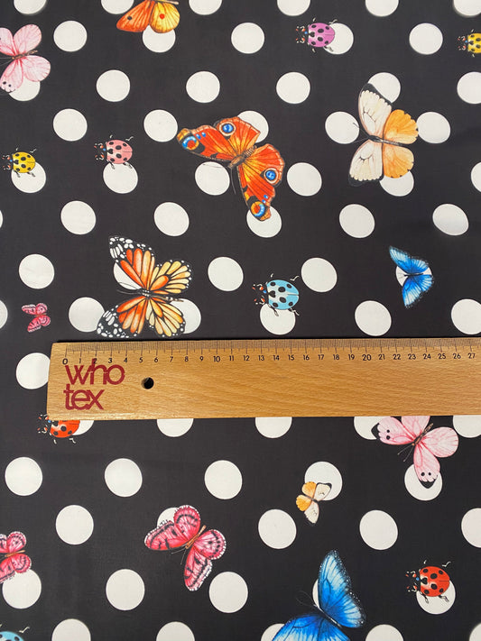 Polka Dot Butterfly Chiffon Satin Fabric by the Metre