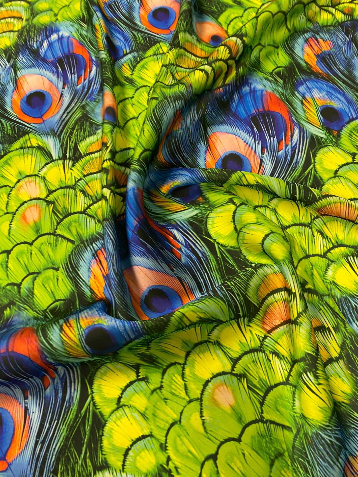 Peacock Feather Satin Fabric by the Metre – Elegant