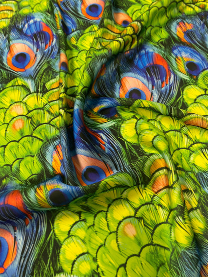Peacock Feather Satin Fabric by the Metre – Elegant