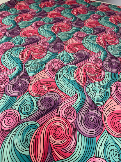 Abstract Swirl Print Spandex Fabric by the Metre