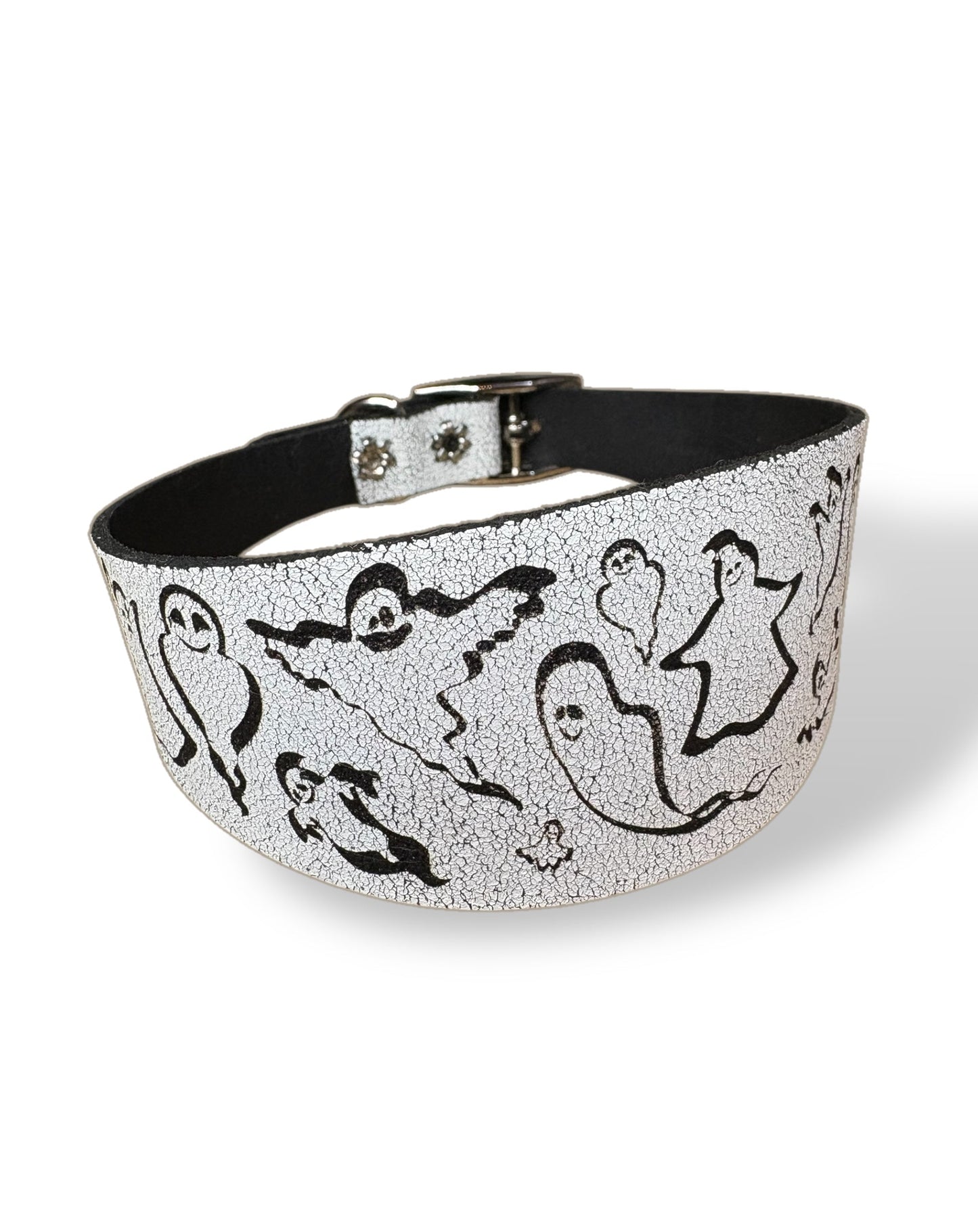 Leather Collar - HALLOWEEN - Ghosties