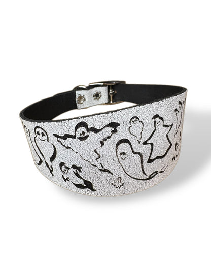 Leather Collar - HALLOWEEN - Ghosties