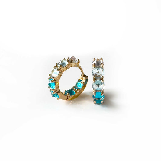 Arabella Aqua Jewel Hoop Earrings