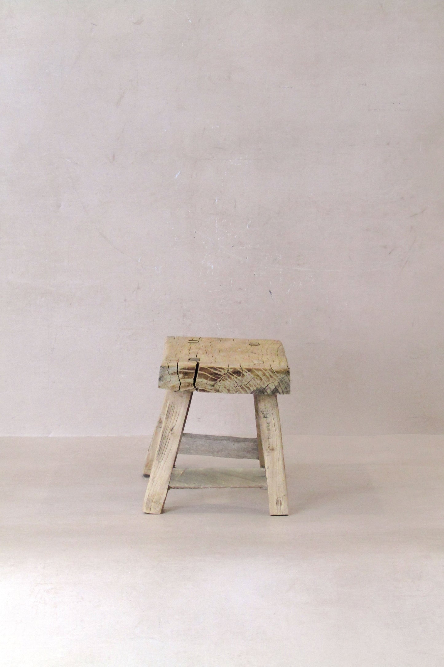 Vintage Rustic Elm Wood Stool - Small - No 28