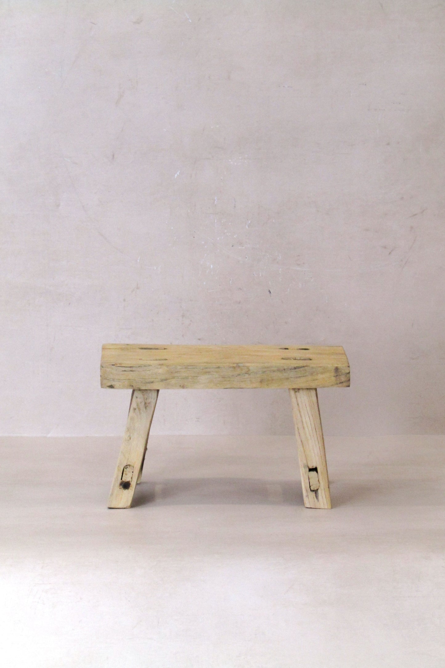 Vintage Rustic Elm Wood Stool - Small - No 28